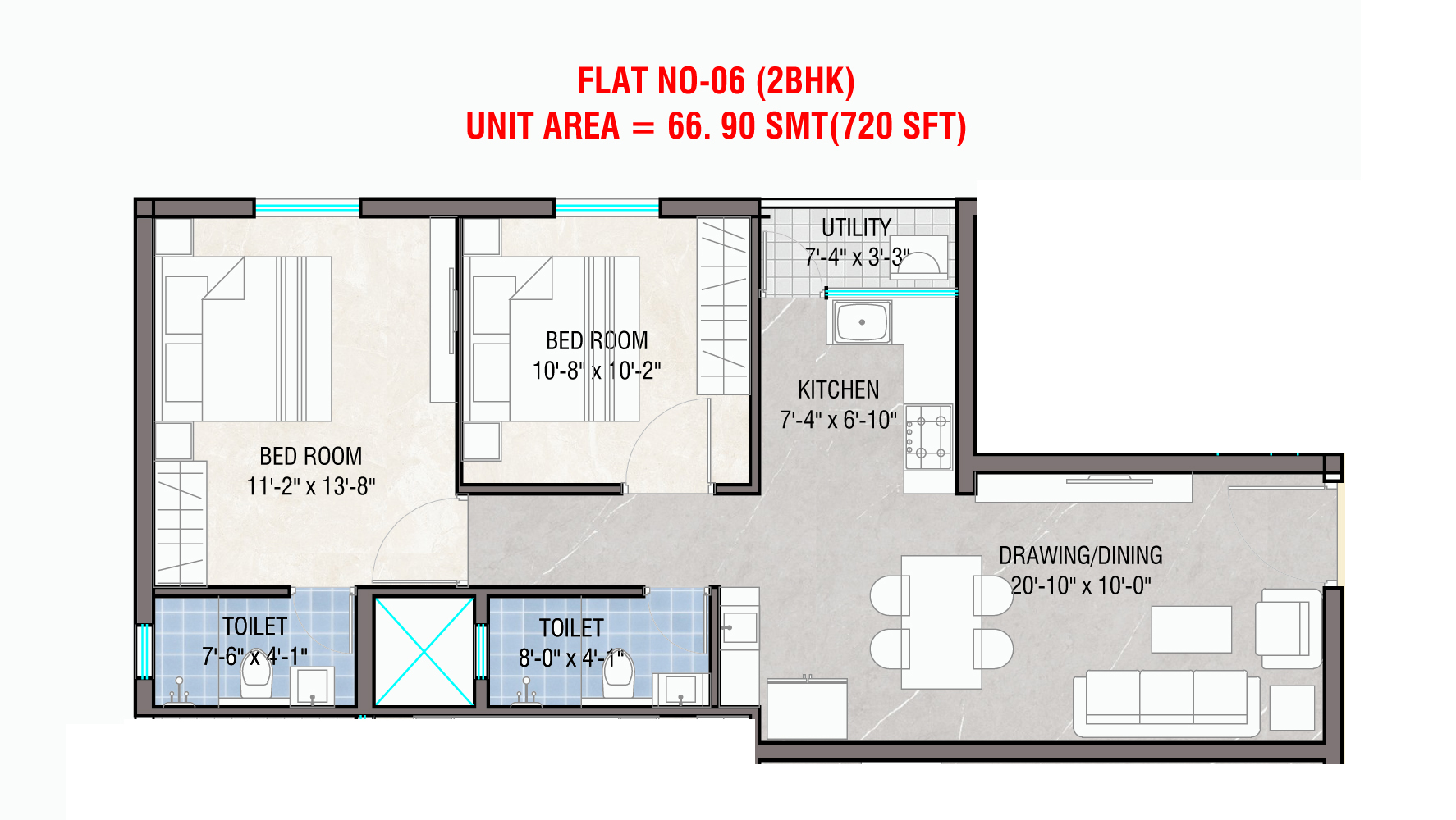 Flat 06 2BHK floor plan